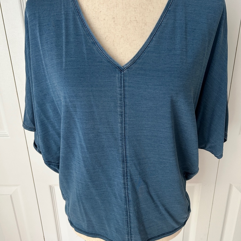 Women's Blue V-Neck Top